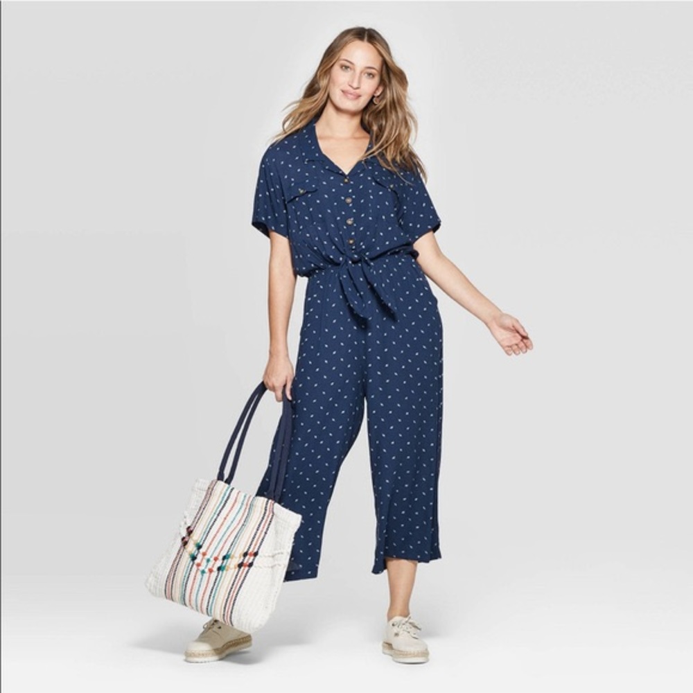 Universal Thread Navy Polka Dot Jumpsuit